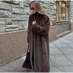 Dark Brown Faux Fur Coat