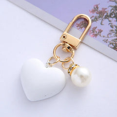 Black & White Frosted Heart Keychain