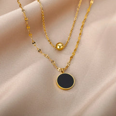 Black Round Pendant Necklace