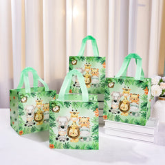 4Pcs Forest Jungle Gift Bags Non-Woven Fabrics Safari Jungle Birthday Party Candy Thank You Bags Baby Shower Party Supplies