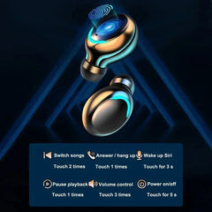 Nya F9 Bluetooth-hörlurar 9D Stereo Hög bas Sporthörlurar Handfree Touch Control Tws Trådlösa hörlurar Vattentäta Headset