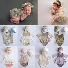 Nyfödd fotografi rekvisita Baby Girl Spets Romper Bodysuits Outfits Fotografi Girl Dress