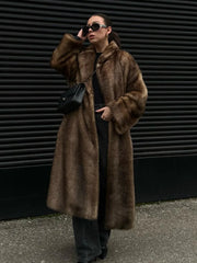 Dark Brown Faux Fur Coat
