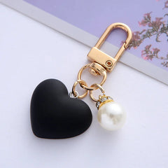 Black & White Frosted Heart Keychain