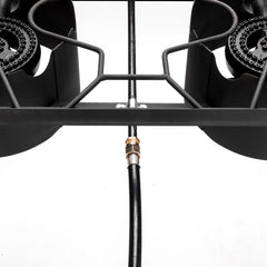 Utomhus kamin högtryckspropan gasspis Bärbar gjutjärnsbrännare för uteplats (dubbelbrännare 150000-BTU)