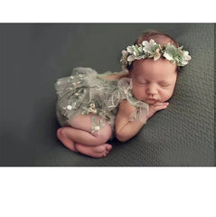 Nyfödd fotografi rekvisita Baby Girl Spets Romper Bodysuits Outfits Fotografi Girl Dress