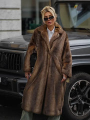 Dark Brown Faux Fur Coat