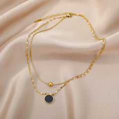 Black Round Pendant Necklace