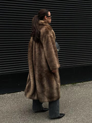 Dark Brown Faux Fur Coat