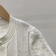 Vit stickad Bodycon klänning