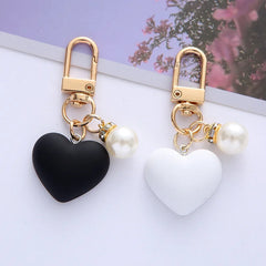 Black & White Frosted Heart Keychain