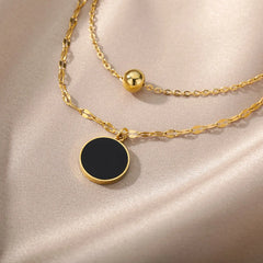 Black Round Pendant Necklace
