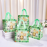 4Pcs Forest Jungle Gift Bags Non-Woven Fabrics Safari Jungle Birthday Party Candy Thank You Bags Baby Shower Party Supplies