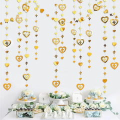 Regnskimrande kors Hjärta Girlander Fest Dop Bröllop Födelsedagsdekorationer för pojkar Flickor Dop Baby Shower Papperstillbehör