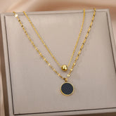 Black Round Pendant Necklace