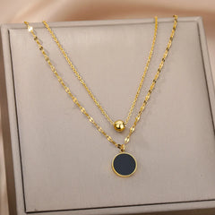Black Round Pendant Necklace