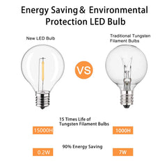 G40 LED Utomhus String Ball Lights 7,6M/20M Splittersäkra uteplatslampor för uteplats Veranda Trädgårdsinredning