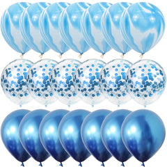 40 Pcs Blue Set Agate Marble Balloons Silver Confetti Balloon Wedding Valentine's Day Baby Shower Birthday Party Decorations