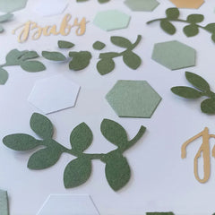 Oh Baby Confetti Jungle Safari Baby födelsedag papperslappar Babyshower Pojke eller flicka Eucalyptus blad Konfetti Dop &amp; dop