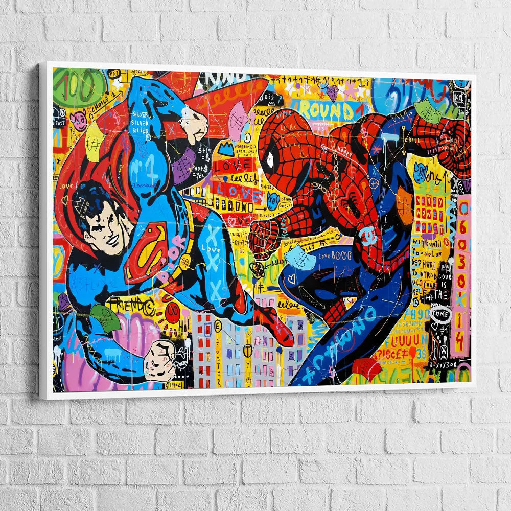 Abstract Street Art Superman Posters Graffiti Canvas Prints Comic Superhero Batman Wall Painting Decoration For Living Room