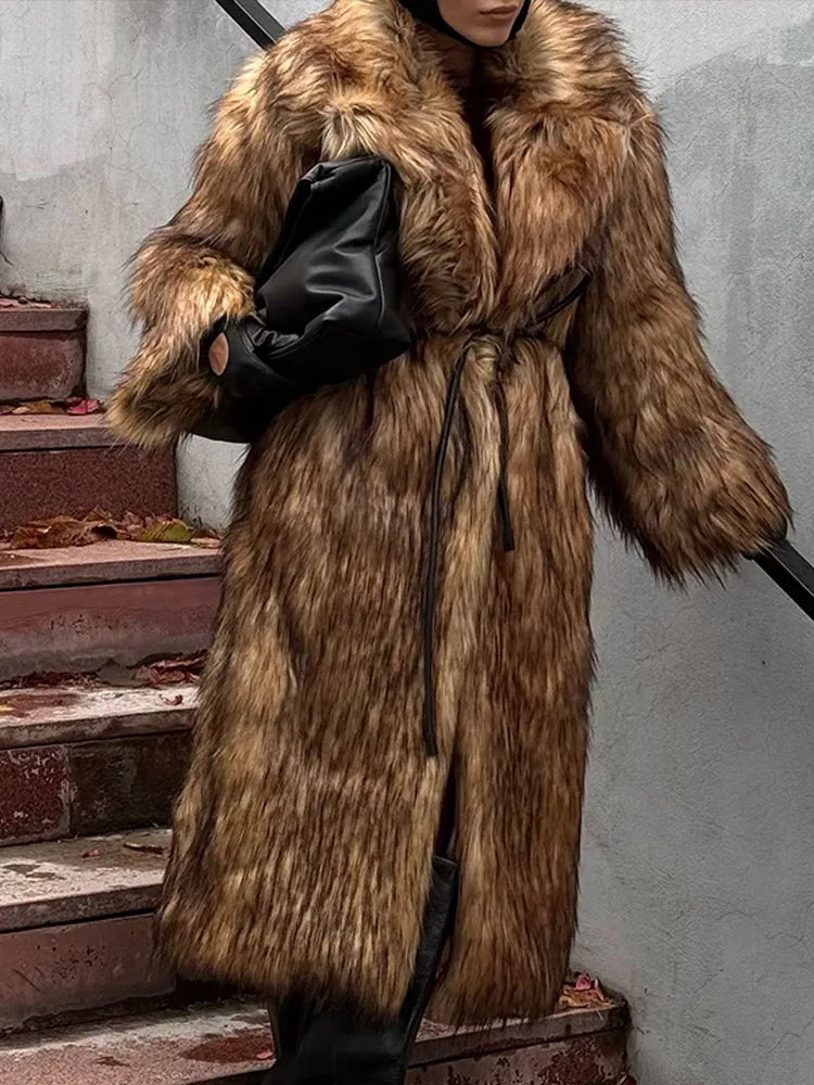 Dark Brown Faux Fur Coat