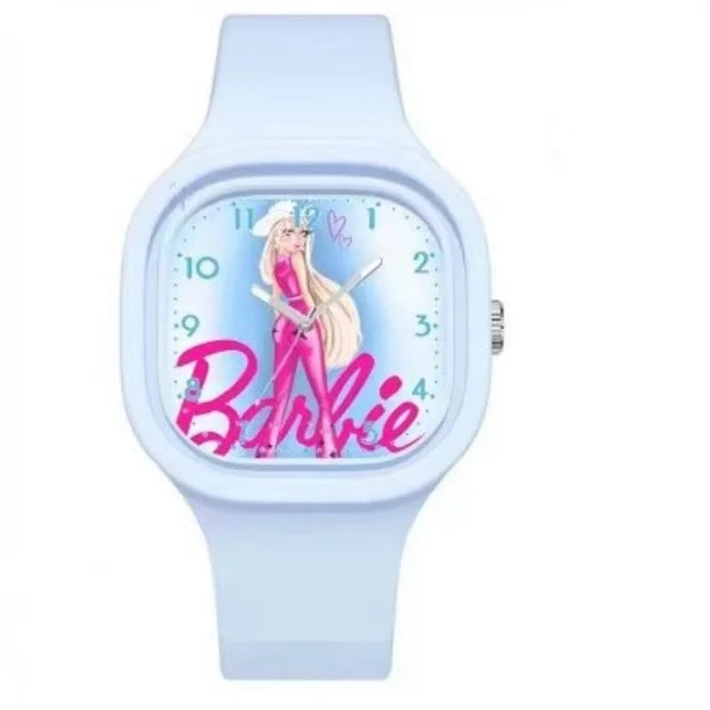 Barbie Kids Watch Girls Cartoon Silicone Strap Fashion Children's Quartz Watches Students Wrist Watch Clock Birthday Gifts