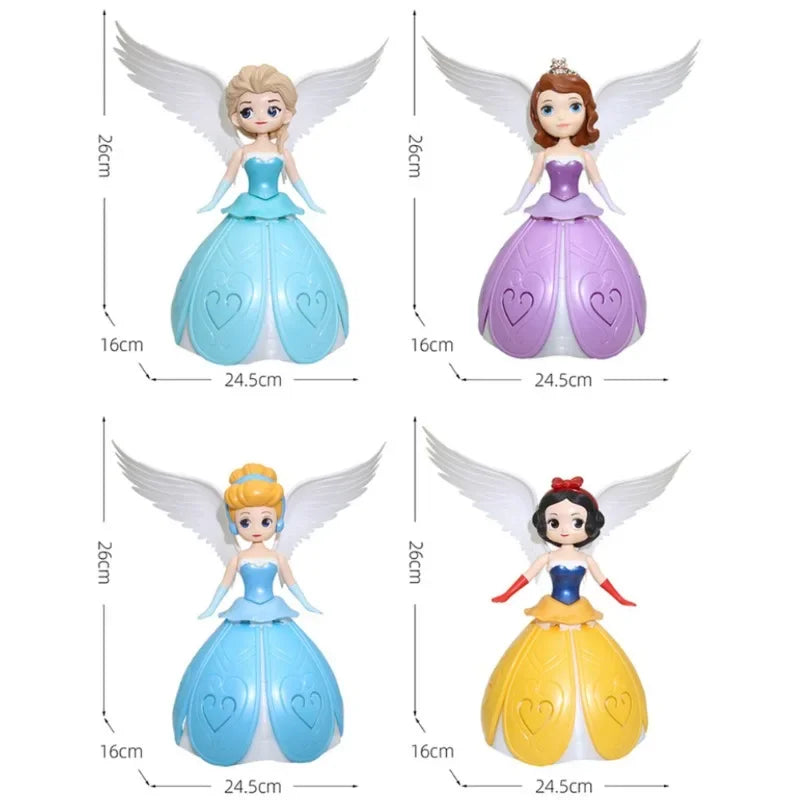 Disney Frozen Elsa Anna Snow White Sofia Princess Dance Robot with Night Light Music Luminous Toy Cake Decoration Kids Toys Gift