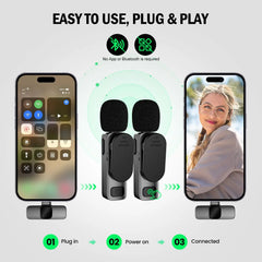 Trådlös Lavalier Mic Audio Video Recording Mini Utbytbar vindtät fleecemikrofon för vlogg YouTube Shooting Microphone