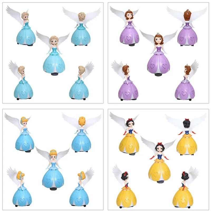 Disney Frozen Elsa Anna Snow White Sofia Princess Dance Robot with Night Light Music Luminous Toy Cake Decoration Kids Toys Gift