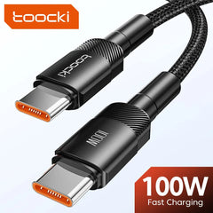 Toocki 100W Typ C till USB C-kabel PD 3.0 Snabbladdning 4.0 Snabbladdning Typ C till Type C för iPhone 15 Macbook Samsung Xiaomi