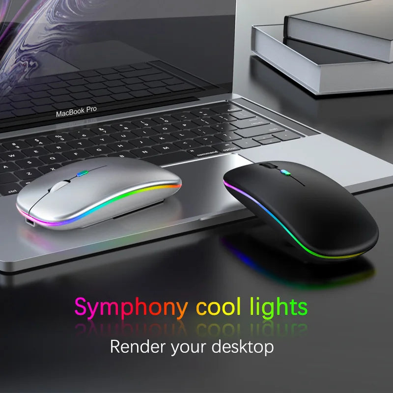 2.4G Wireless Mouse RGB Rechargeable Bluetooth Mice Wireless Computer Mause LED Backlit Ergonomic Gaming Mouse for Laptop PC