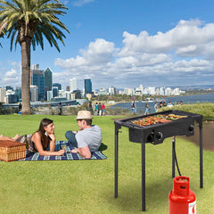 Utomhus kamin högtryckspropan gasspis Bärbar gjutjärnsbrännare för uteplats (dubbelbrännare 150000-BTU)