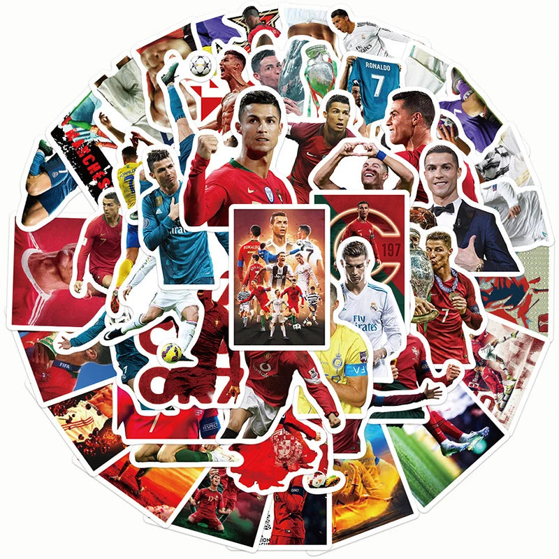 50PCS Football Star Cristiano Ronaldo Graffiti Stickers Skateboard Computer Guitar Phone Case Decoration Waterproof Sticker