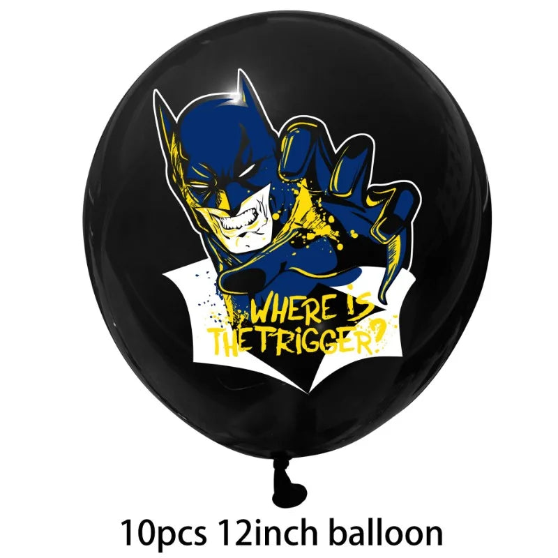 12/10/6Pcs DC Comics Batman Cartoon Anime 12inch Mix Latex Balloon for Birthday Wedding Balloons Party Decorations Birthday Gift