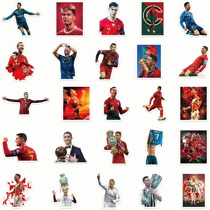 50PCS Football Star Cristiano Ronaldo Graffiti Stickers Skateboard Computer Guitar Phone Case Decoration Waterproof Sticker