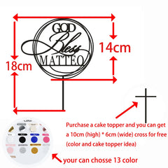 Personlig Dop Tårt Topper Gud välsigne Tårt Topper för dop Rustik första nattvard Topper dekoration med ett kors