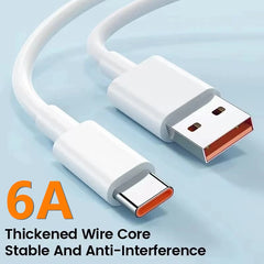 6A 67W Ultra Fast Charger Cable for Xiaomi 10T 11 Lite 12 Redmi Note 10 11T 12T 13 POCO X3 X4 F4 Quick Charging Type C USB Cable