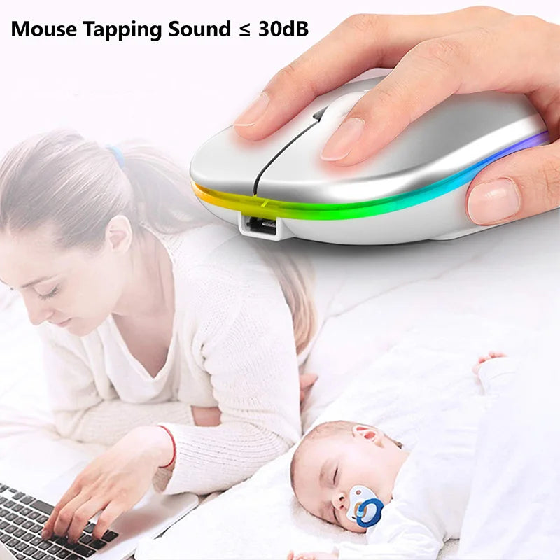 2.4G Wireless Mouse RGB Rechargeable Bluetooth Mice Wireless Computer Mause LED Backlit Ergonomic Gaming Mouse for Laptop PC