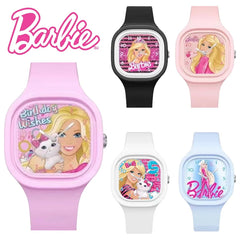 Barbie Kids Watch Girls Cartoon Silicone Strap Fashion Children's Quartz Watches Students Wrist Watch Clock Birthday Gifts