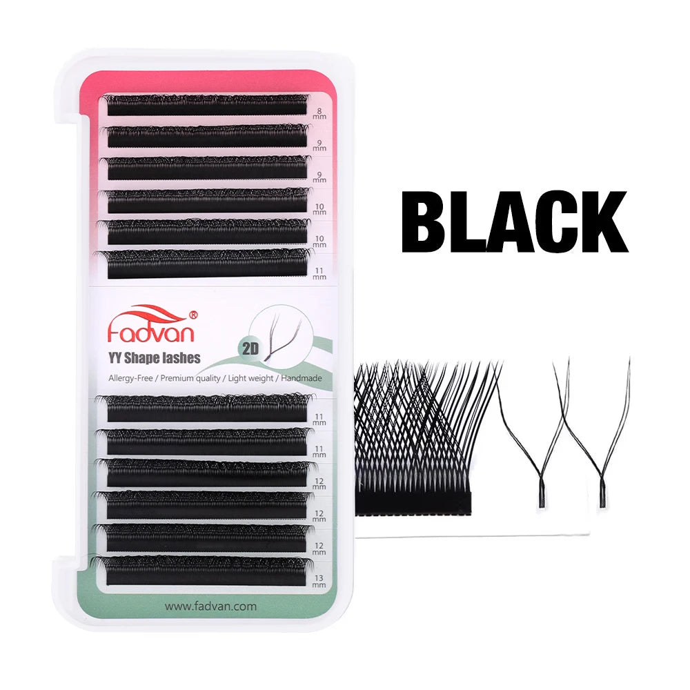 FADVAN YY Shape Lashes 2D 0.07 Faux Mink C/D/8-14mm Natural Soft Brazilian Eyelash Premade Volume Fan Lashes Extension