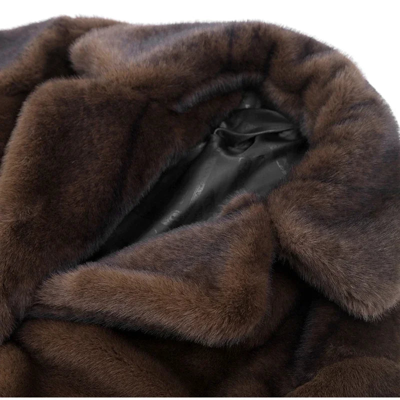 Dark Brown Faux Fur Coat
