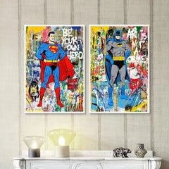 Abstract Street Art Superman Posters Graffiti Canvas Prints Comic Superhero Batman Wall Painting Decoration For Living Room