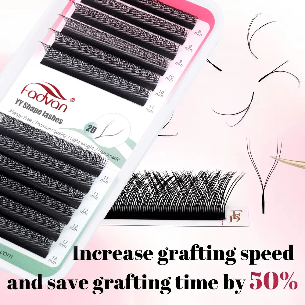 FADVAN YY Shape Lashes 2D 0.07 Faux Mink C/D/8-14mm Natural Soft Brazilian Eyelash Premade Volume Fan Lashes Extension