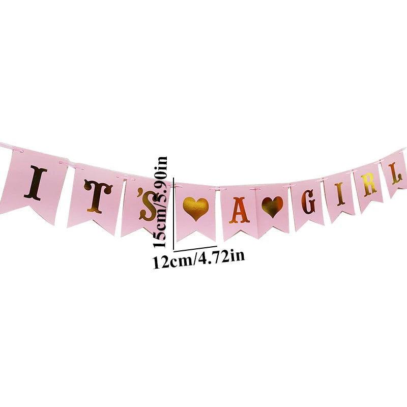 Boy Or Girl Banners Gender Reveal Party Banner Baby Shower Party Bunting Banner Pink Decoration Hanging Paper Party Supplies