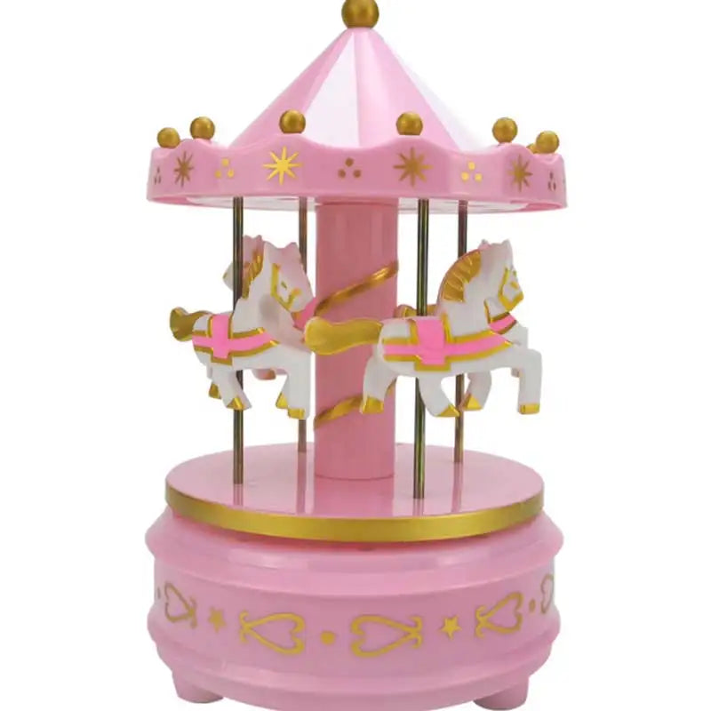 1pc Luxury Carousel Music Box 4 Horses Rotate Rotation Romantic Luxury Carousel Toys Handwork Music Box Gifts